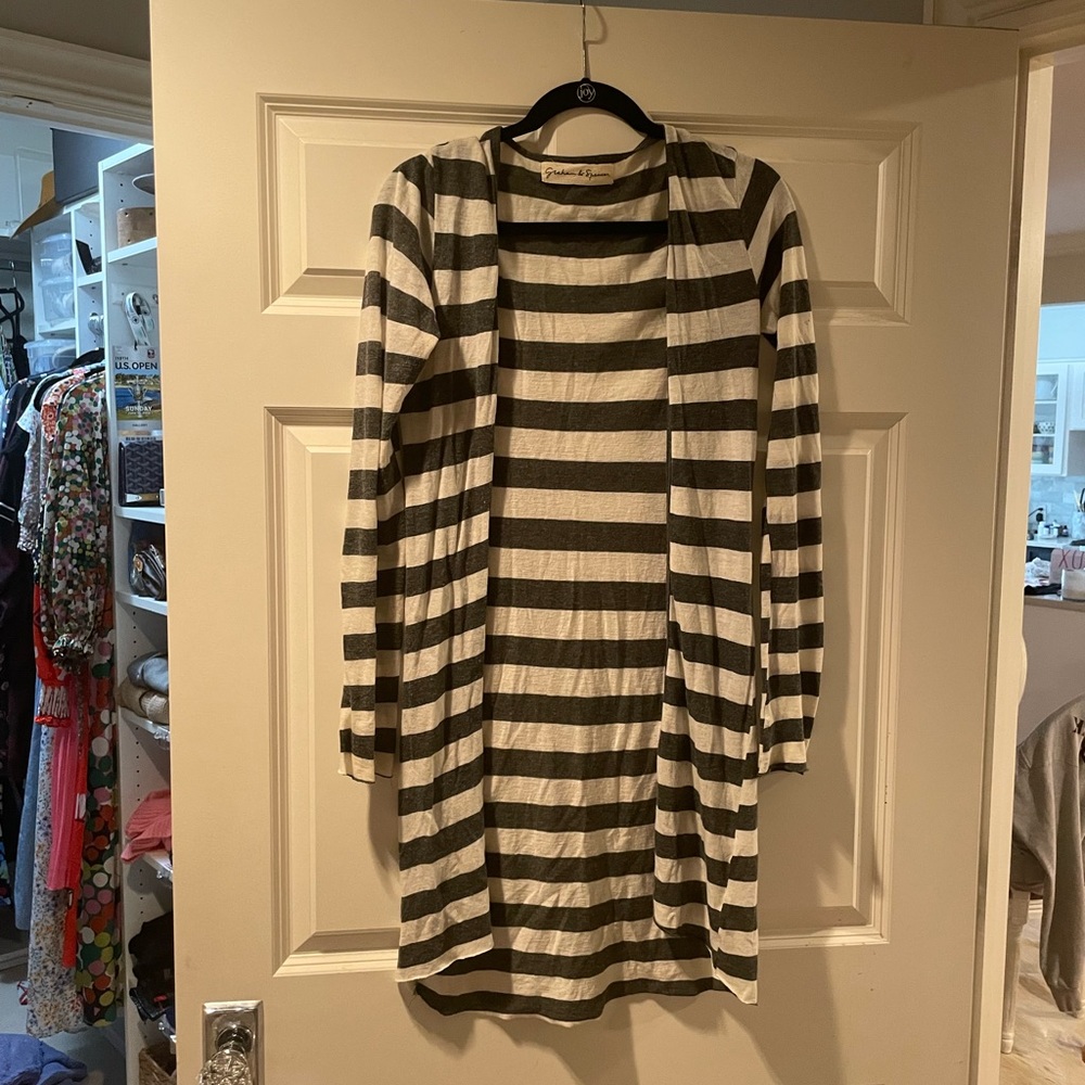Graham & Spencer Grey/White Striped Cardigan